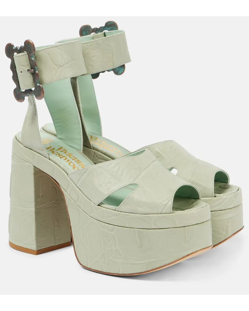 Vivienne Westwood Sandali Olde London in pelle stampata Verde
