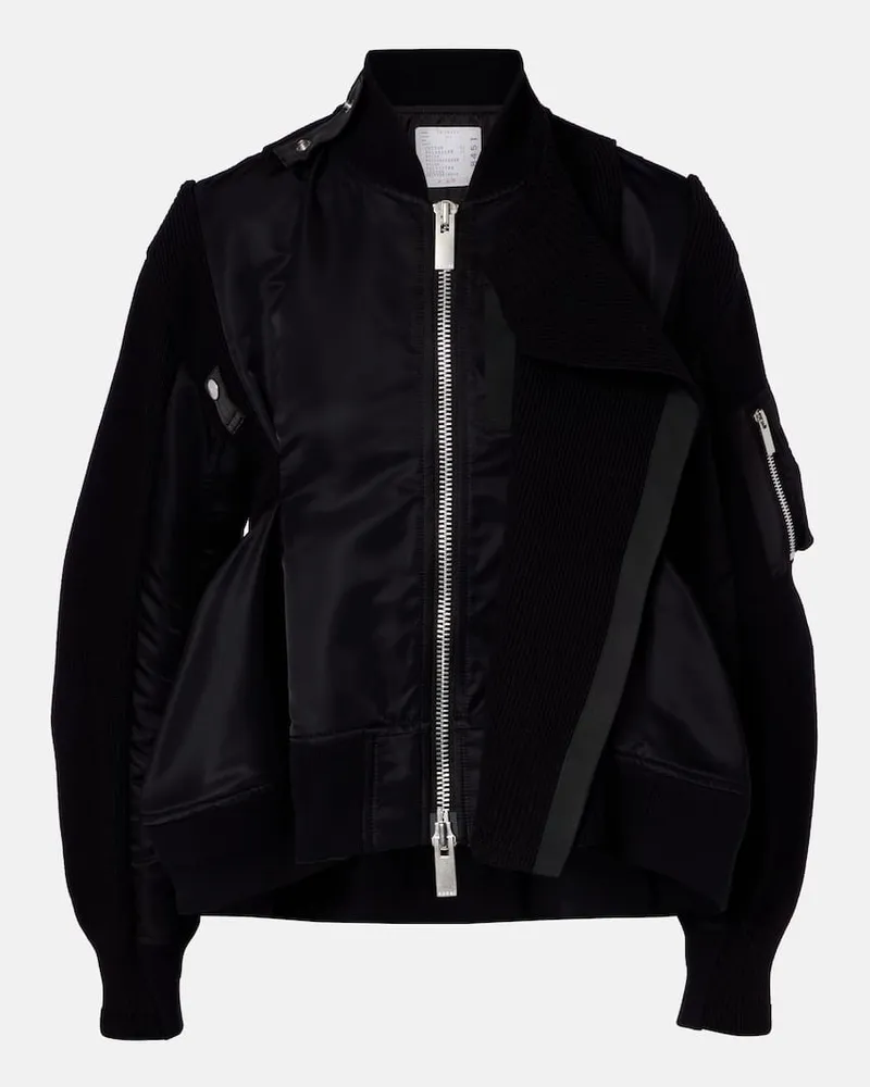 Sacai Giacca blouson con pannelli Nero