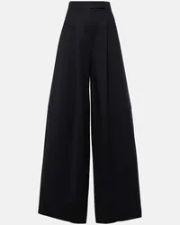 Max Mara Pantaloni a gamba larga in cotone Nero