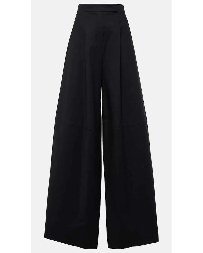 Max Mara Pantaloni a gamba larga in cotone Nero