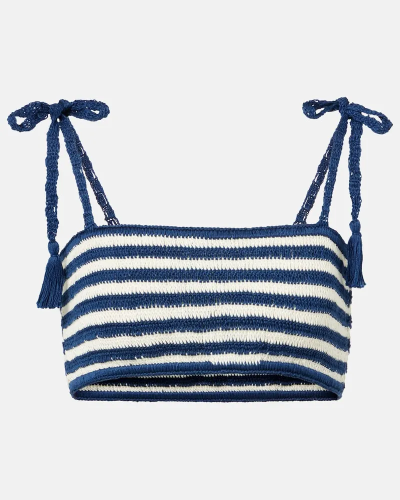 Anna Kosturova Top cropped Coastal in crochet Blu