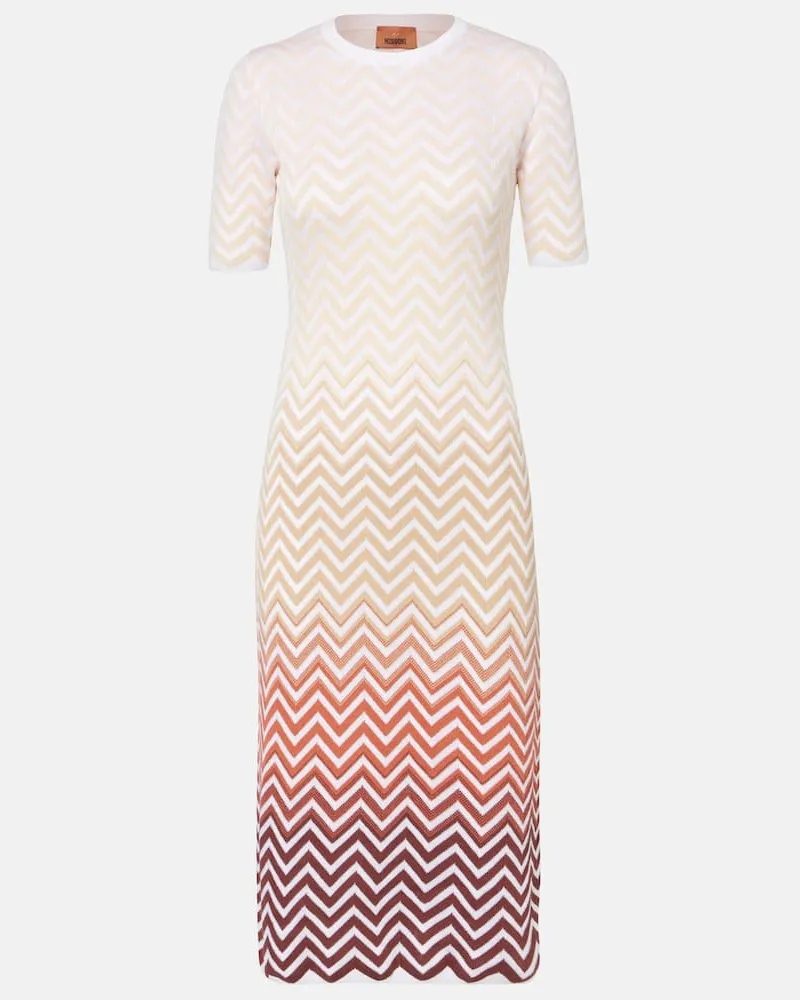 Missoni Abito midi in misto cotone a zig-zag Multicolore