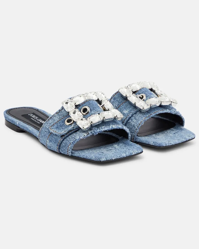 Dolce & Gabbana Sandali in denim con cristalli Blu