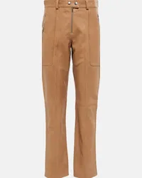 Isabel Marant Pantaloni regular Anazia in pelle Marrone