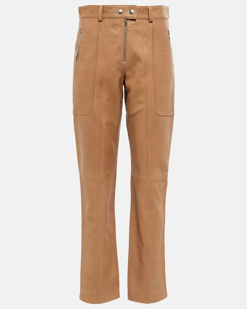Isabel Marant Pantaloni regular Anazia in pelle Marrone