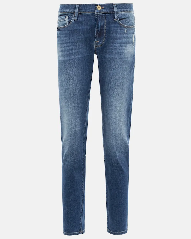 Frame Denim Jeans cropped Le Garcon a vita media Blu