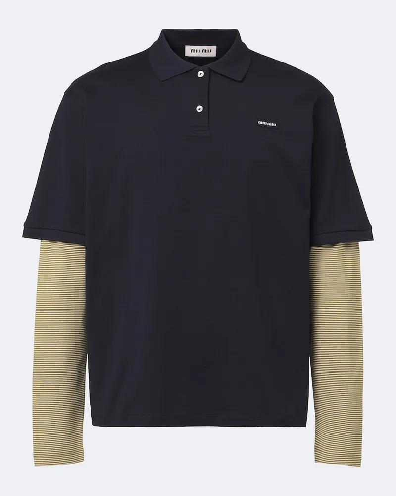Miu Miu Polo in jersey di cotone Blu