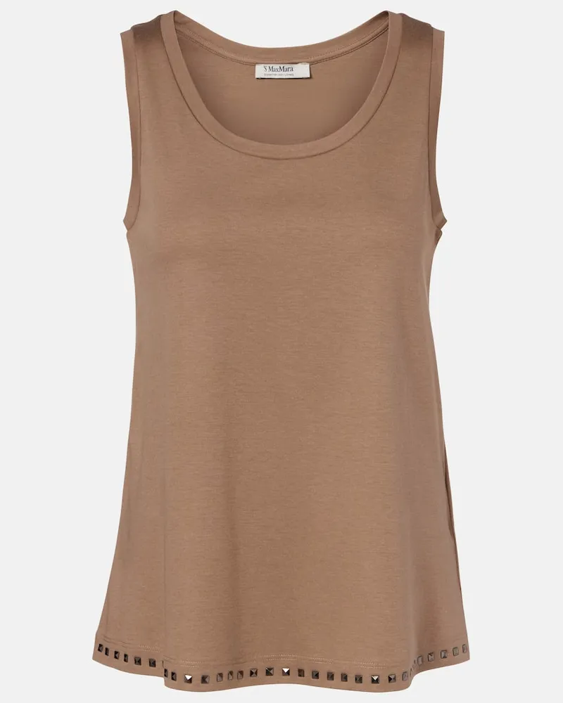 Max Mara Tank top Furetto in misto cotone con decorazioni Marrone