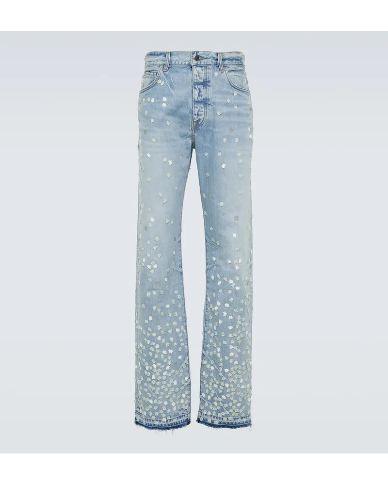 Amiri Jeans regular con ricamo Blu