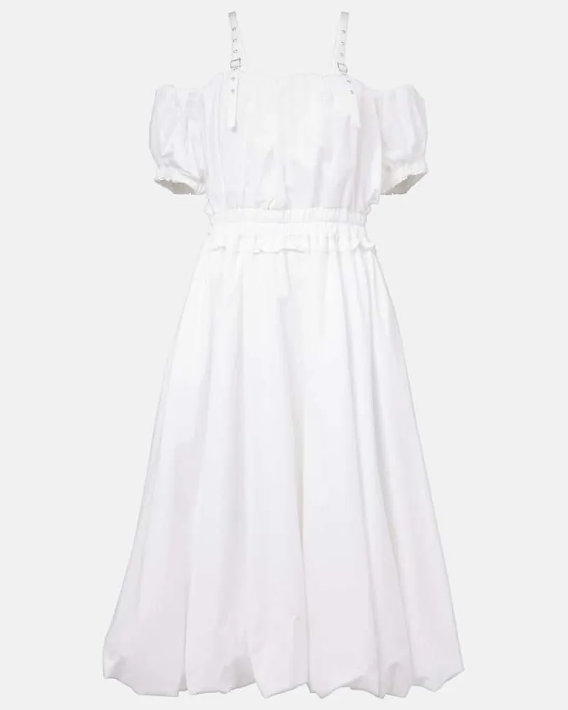 Noir Kei Ninomiya Abito midi in popeline di cotone Bianco
