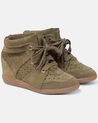 Isabel Marant Sneakers Bobby in suede con zeppa Verde