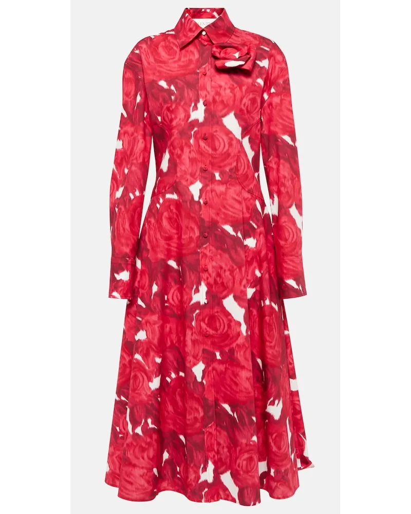 Valentino Garavani Abito chemisier in cotone con stampa Rosso