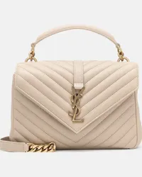 Saint Laurent Borsa Collège Medium in pelle Beige