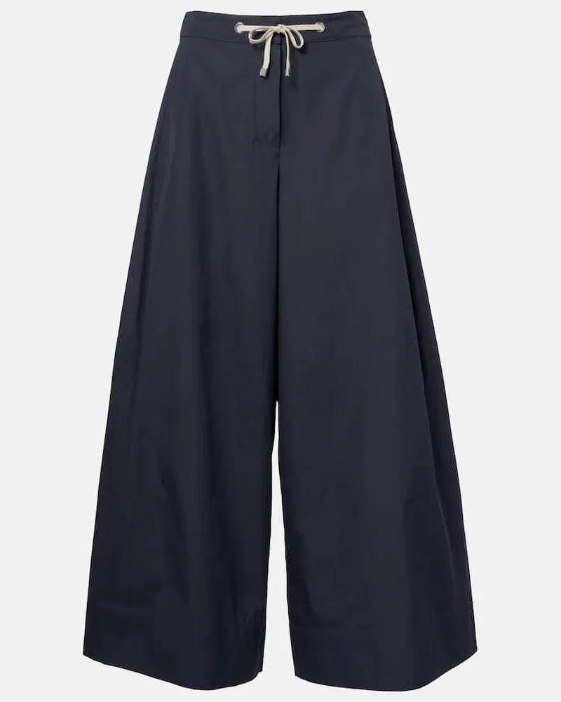 Max Mara Pantaloni Gufo in popeline di cotone Blu