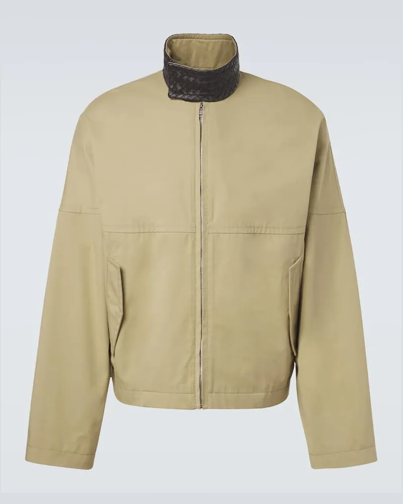 Bottega Veneta Blusa con finiture in pelle Beige