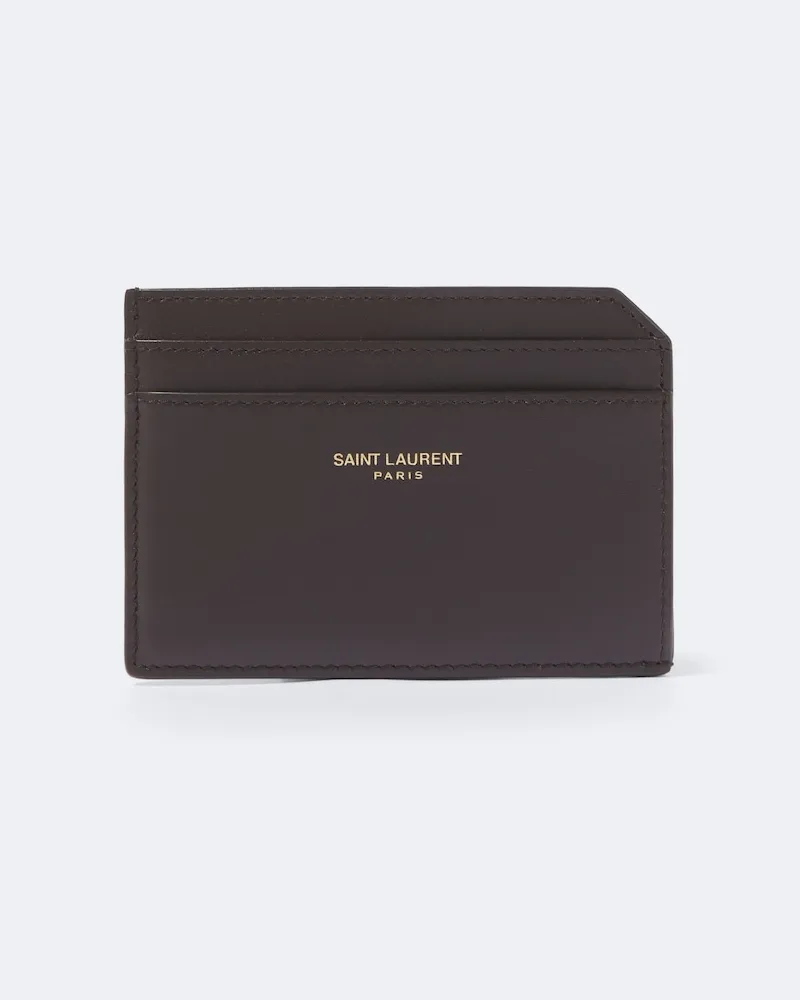 Saint Laurent Portacarte in pelle Marrone