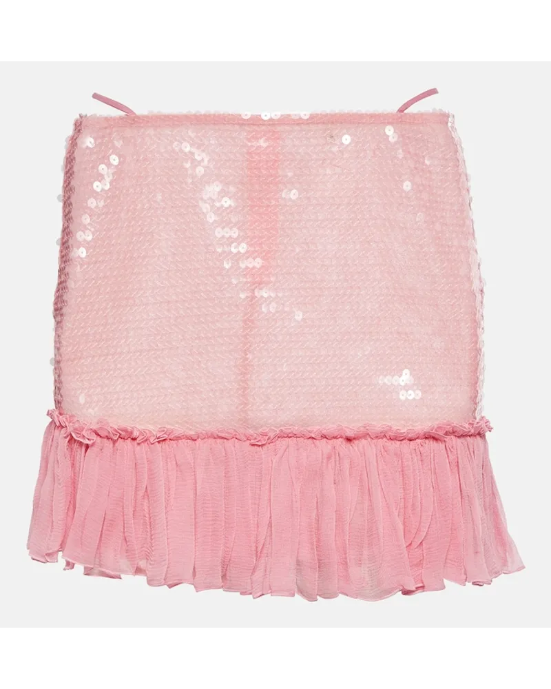 Nensi Dojaka Minigonna a balze con paillettes Rosa