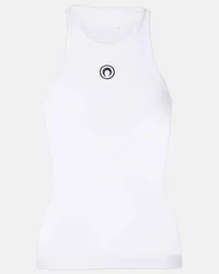 Marine Serre Tank top Moon in jersey di misto cotone Bianco