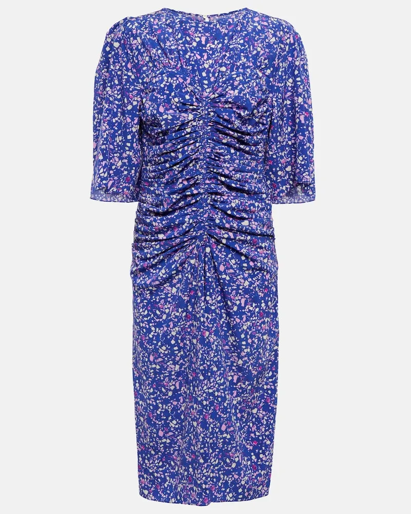 Isabel Marant Abito midi Lurner in misto seta Blu