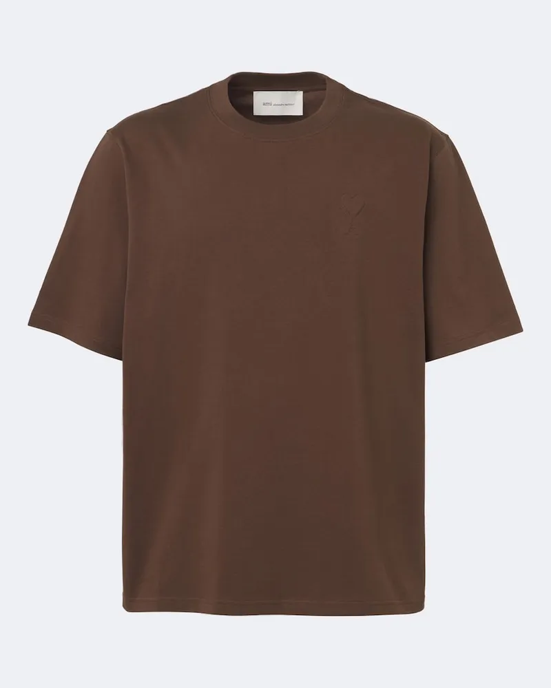 AMI Paris T-shirt in jersey di cotone Marrone