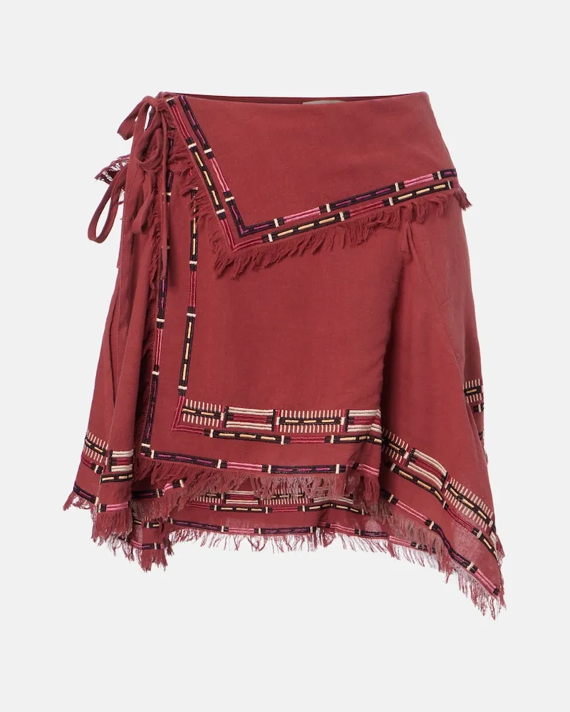 Isabel Marant Minigonna Feriel in seta con ricamo Borgogna
