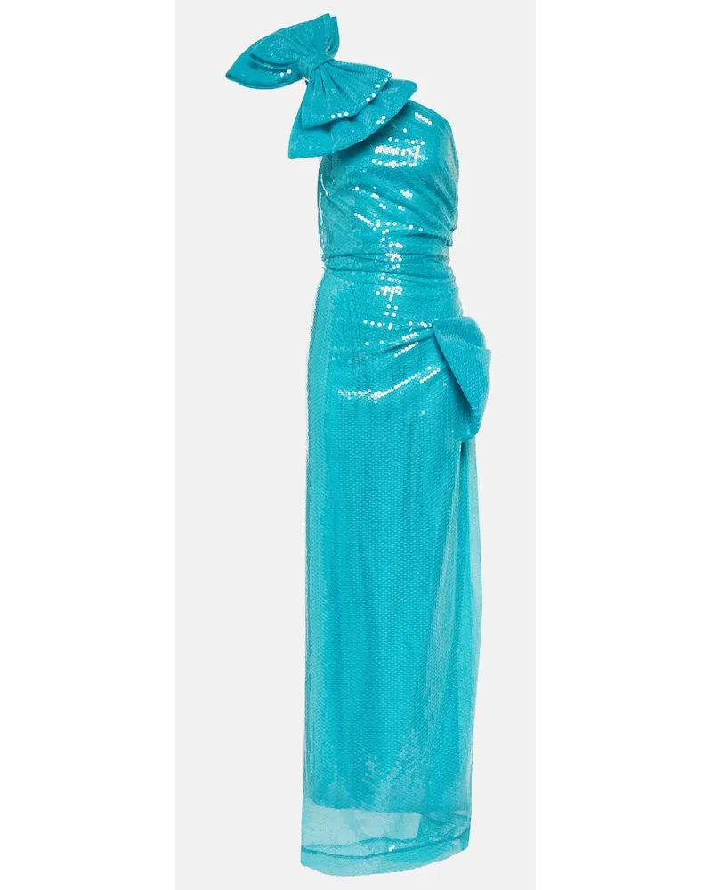 Nina Ricci Abito lungo monospalla con paillettes Blu