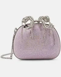 Self-Portrait Clutch The Bow in raso con cristalli Viola