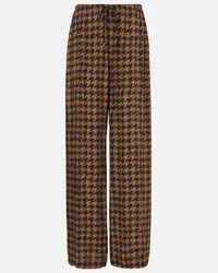 Dries van Noten Pantaloni regular in raso pied-de-poule Arancione