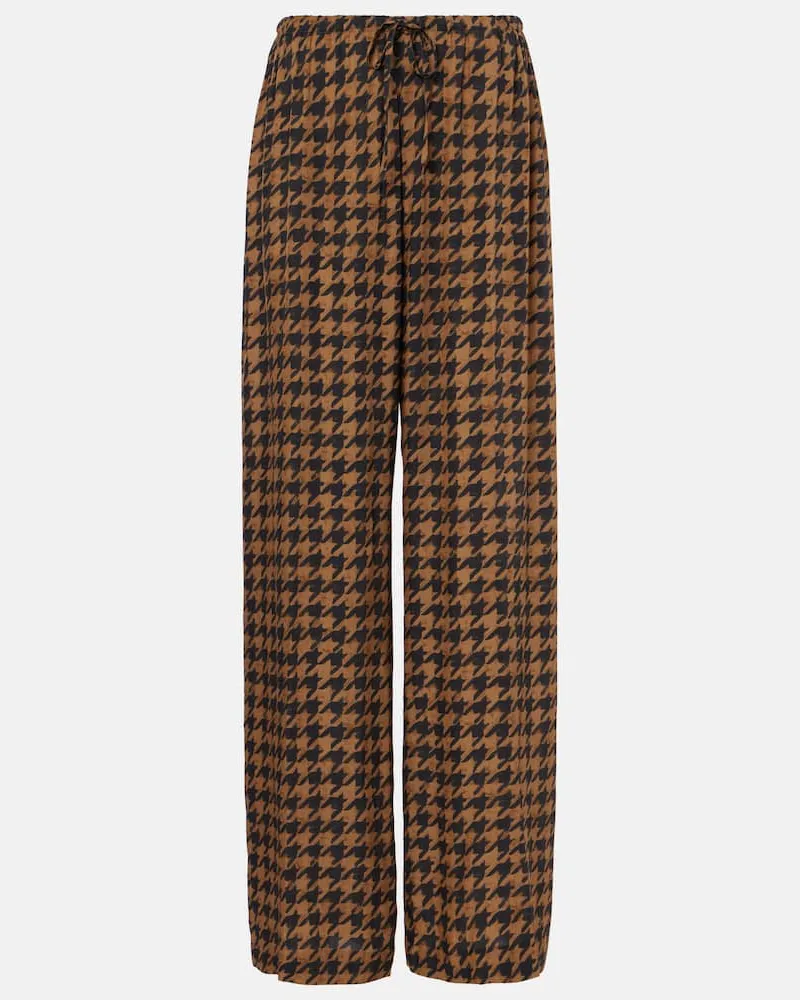 Dries van Noten Pantaloni regular in raso pied-de-poule Arancione