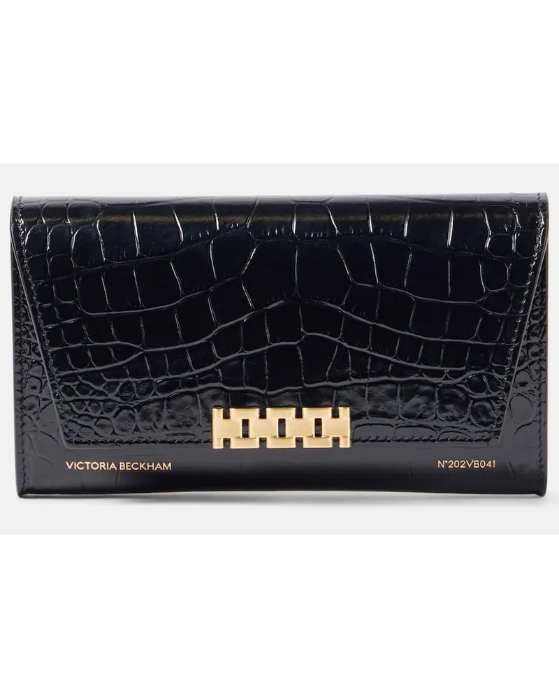 Victoria Beckham Clutch portafoglio in pelle stampata Nero