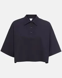 Bottega Veneta Polo cropped in piqué di misto cotone Blu