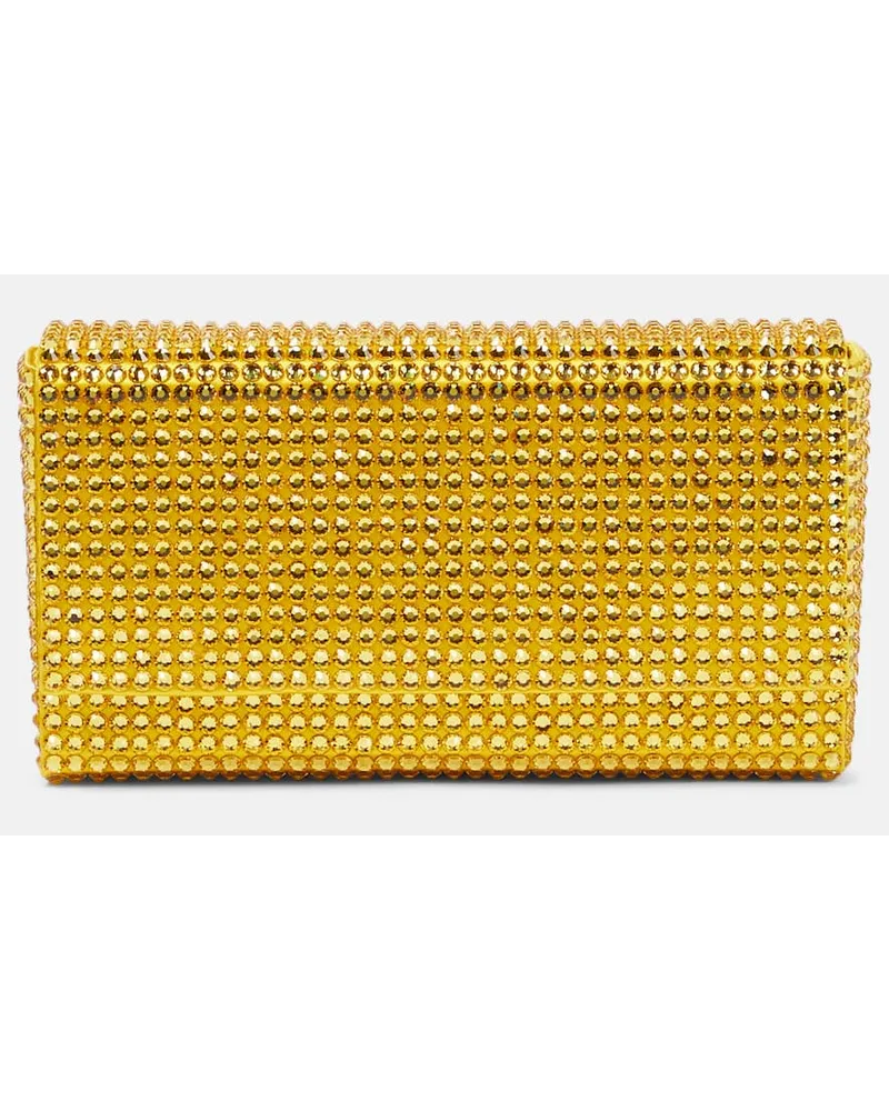 Amina Muaddi Clutch Paloma Micro in raso Giallo