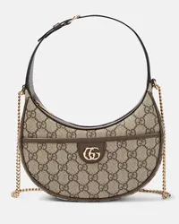 Gucci Borsa a spalla Ophidia Super Mini in canvas GG Marrone