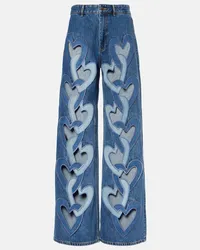 Area Jeans a gamba larga e vita alta con cut-out Blu