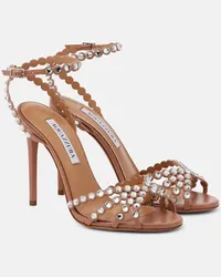 Aquazzura Sandali Tequila in pelle con cristalli Rosa