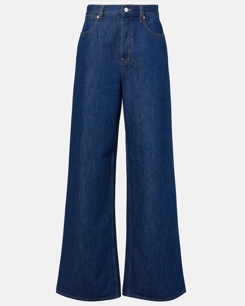 Gucci Jeans a gamba larga con pelle Blu