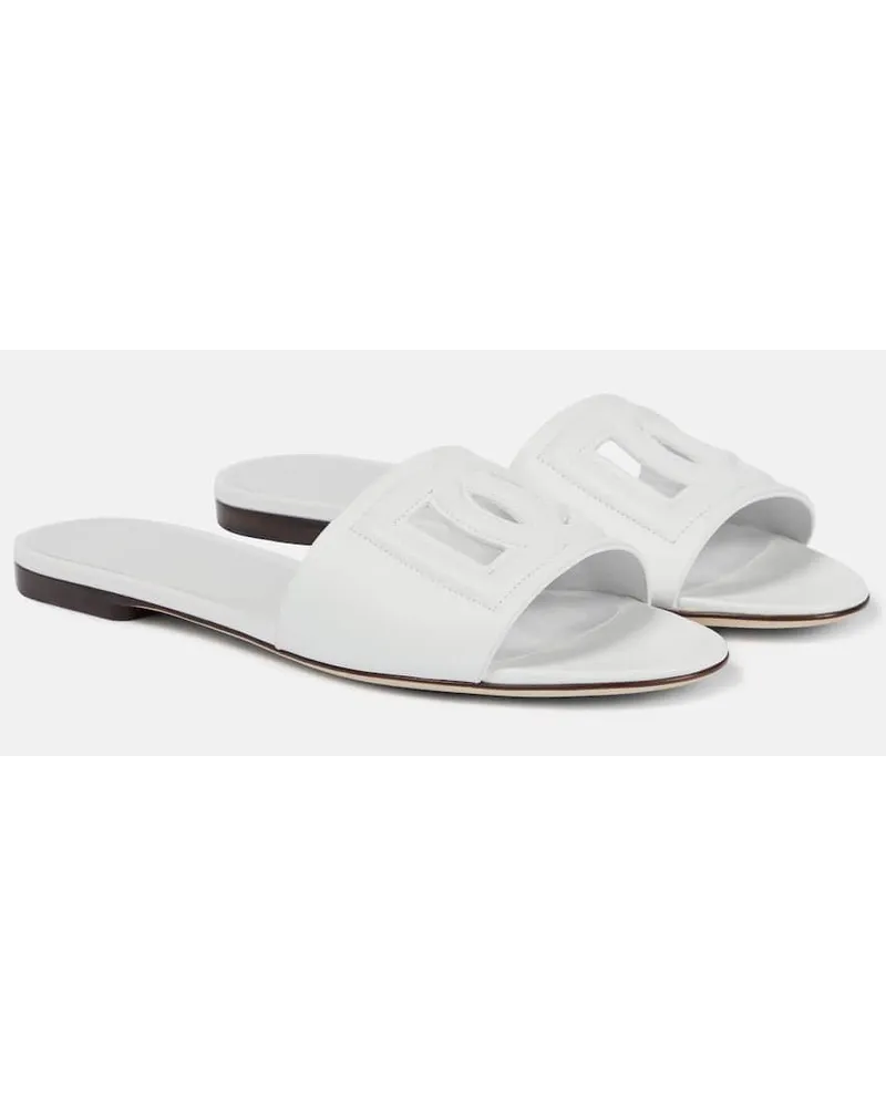 Dolce & Gabbana Sandali in pelle con logo Bianco