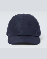 Loro Piana Cappello da baseball in lino Blu