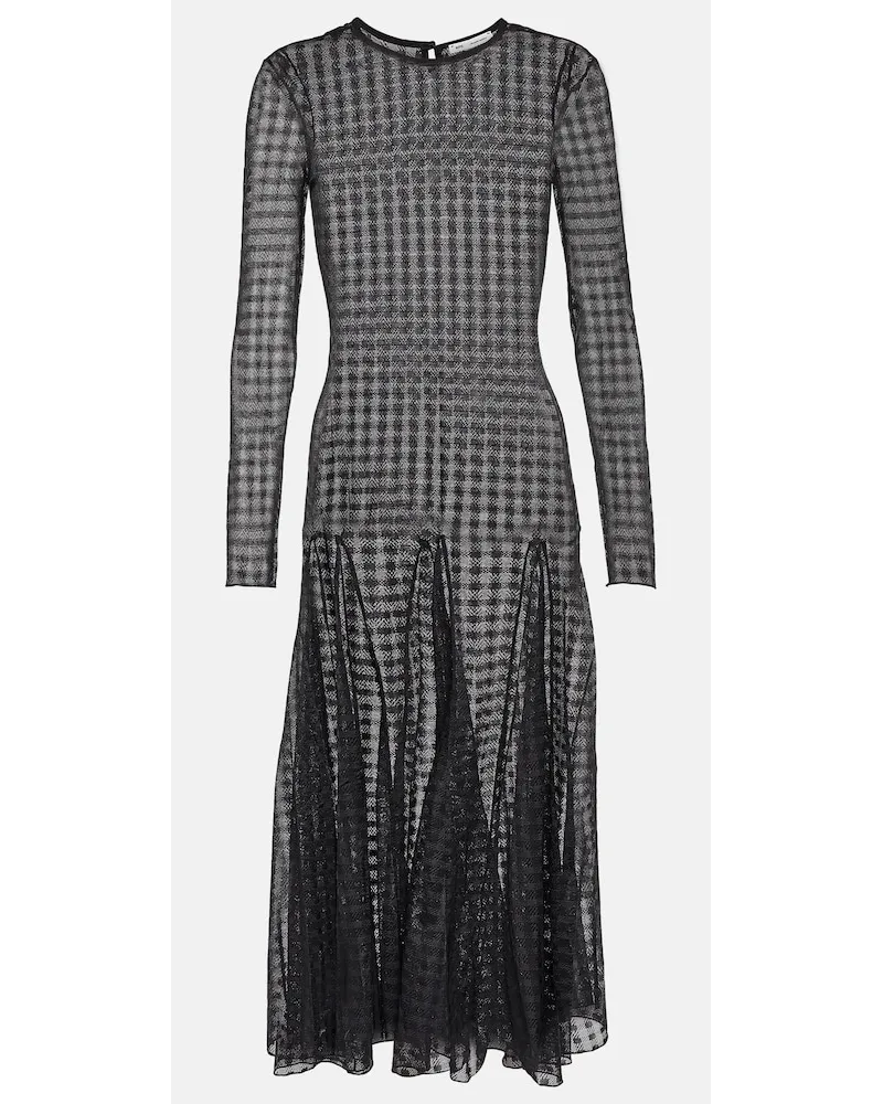 AMI Paris Abito midi in pizzo a quadretti Nero