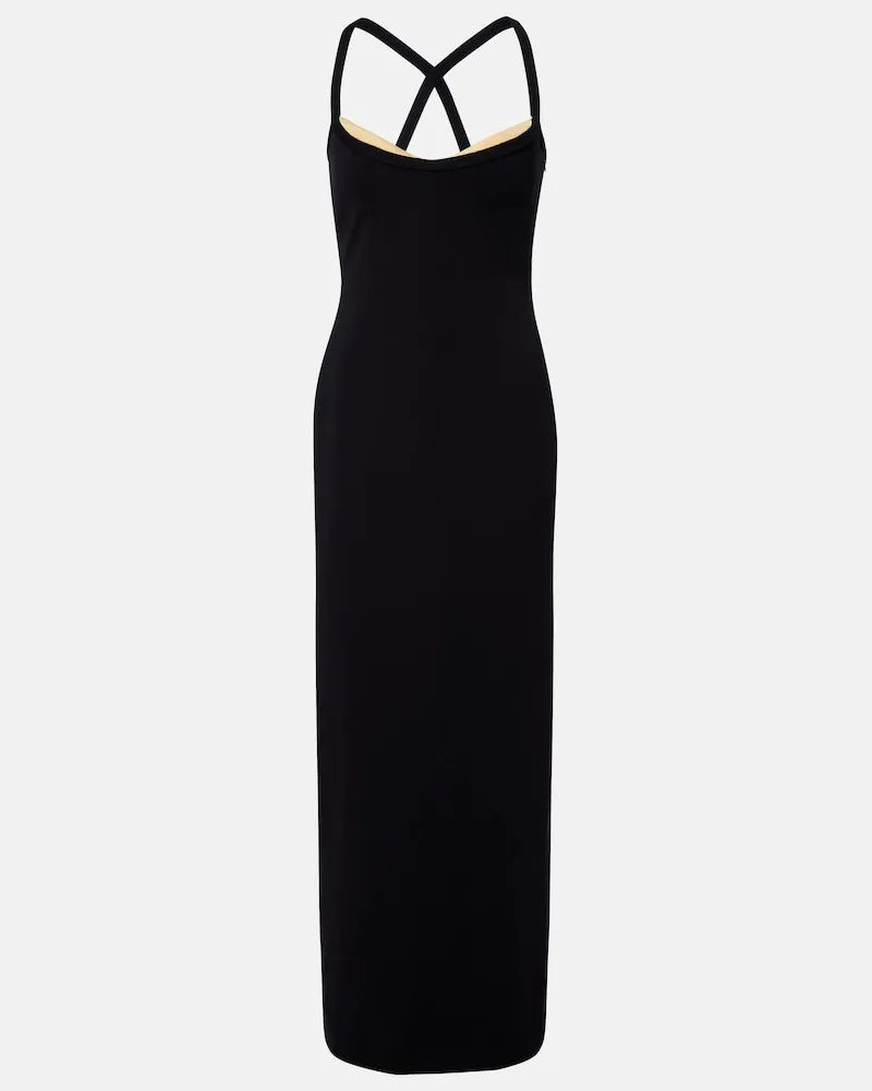 Versace Abito lungo bustier in jersey Nero