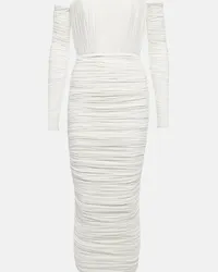 Alex Perry Abito midi Sterling con scollo bardot Bianco