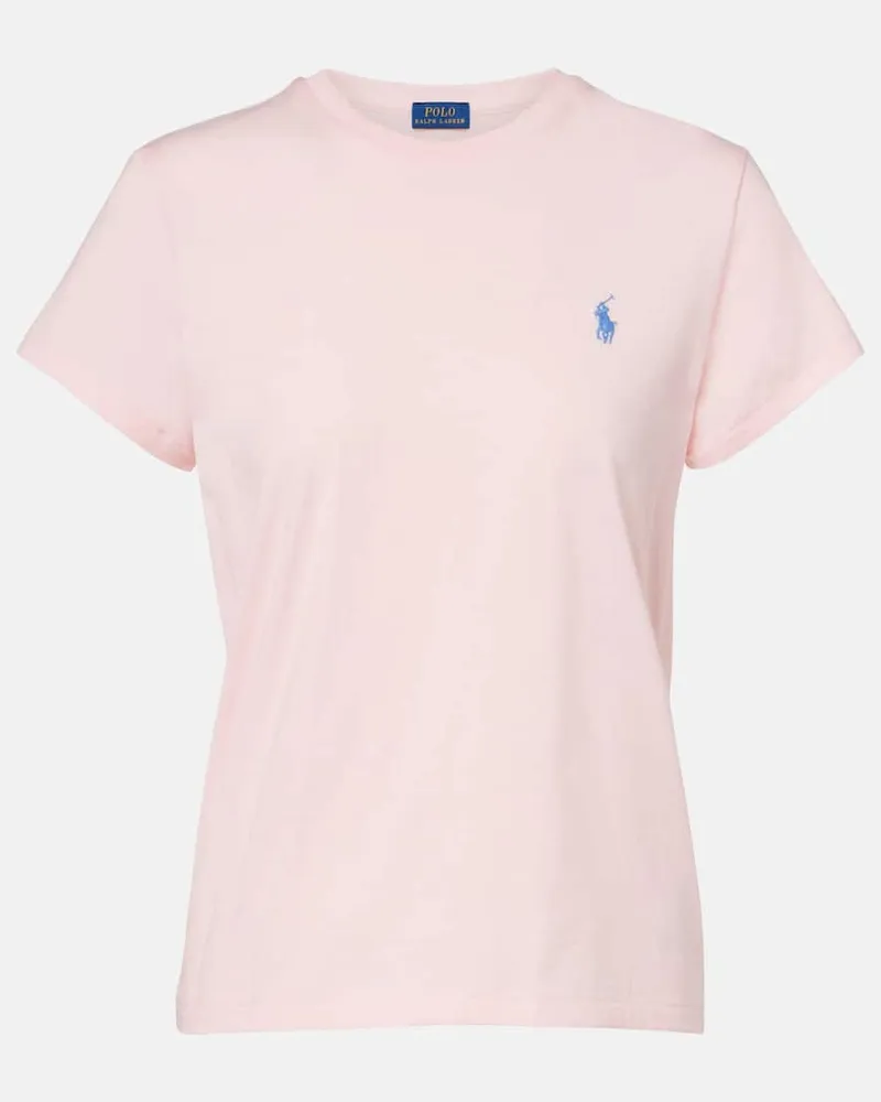 Ralph Lauren T-shirt in jersey di cotone con ricamo Rosa