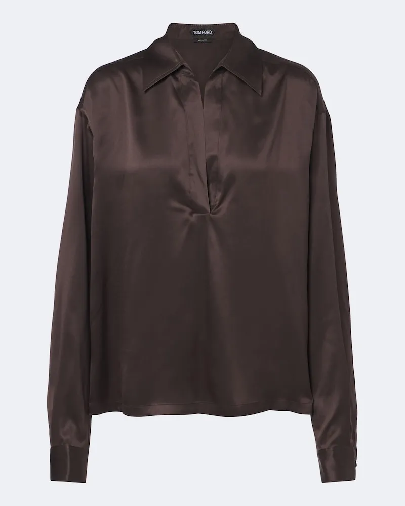 Tom Ford Blusa in raso di seta Marrone