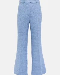 Oscar de la Renta Pantaloni flared in tweed a vita alta Blu