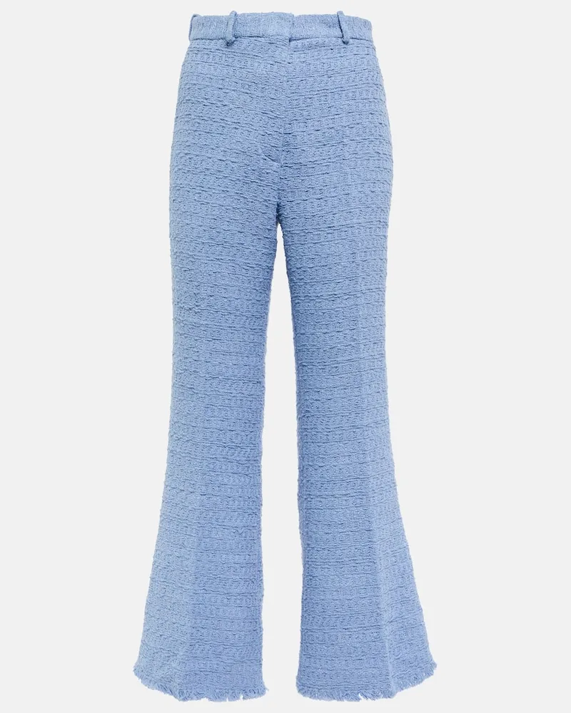 Oscar de la Renta Pantaloni flared in tweed a vita alta Blu