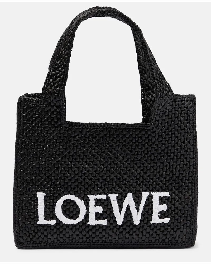 Loewe Shopper Mini in rafia Nero