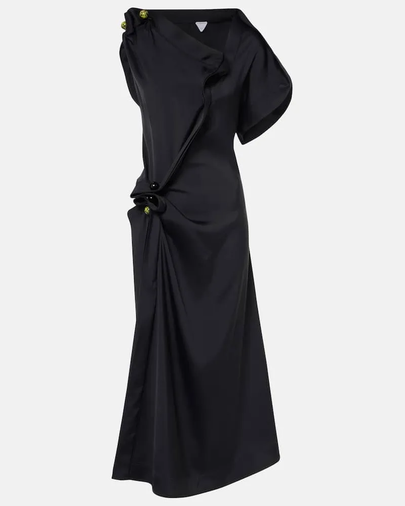 Bottega Veneta Abito midi con ruches Nero
