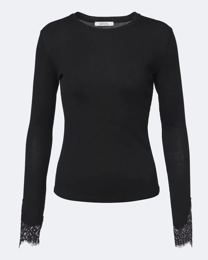Dorothee Schumacher Top Pure Sleekness in cotone con pizzo Nero