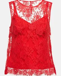 Dolce & Gabbana Top Chantilly in pizzo con stampa Rosso