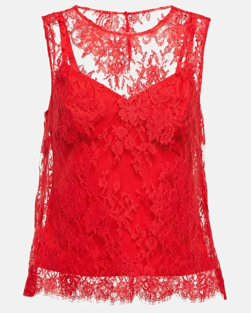 Dolce & Gabbana Top Chantilly in pizzo con stampa Rosso